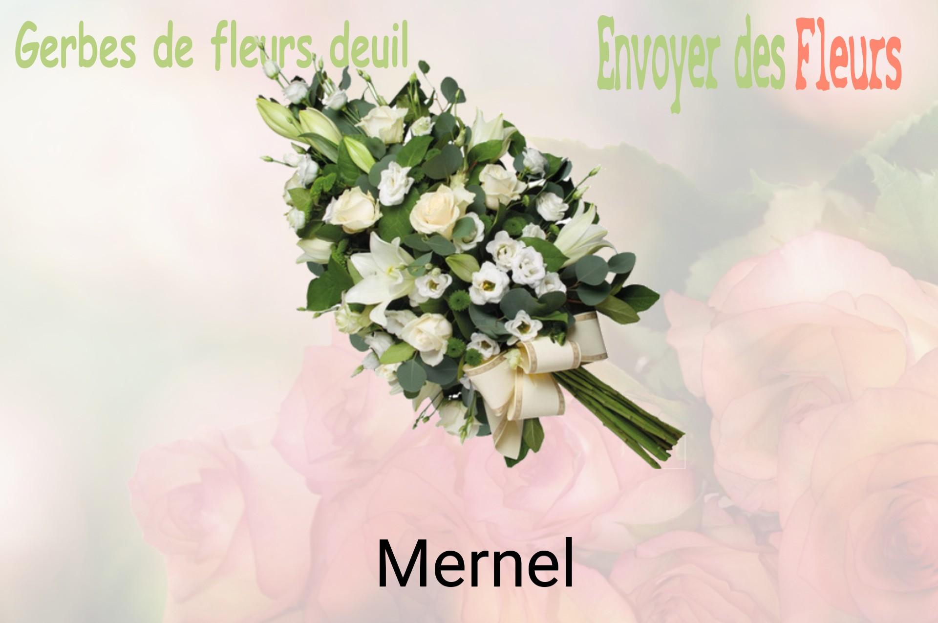 Gerbe de fleurs de deuil livrée à Mernel